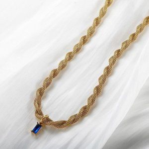 18k Gold Plated Blue Zircon Pendant Necklace